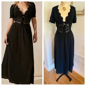 Free People All You Need Is Lace Midi Dress w/ Pockets, Black, Medium, NWOT